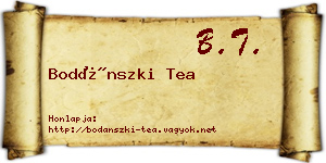 Bodánszki Tea névjegykártya